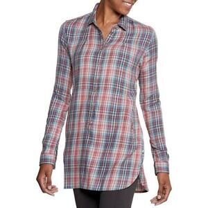 Toad & Co Mixo Plaid Tunic in Hydro Sz XS Organic Cotton Comfortable Casual Cozy